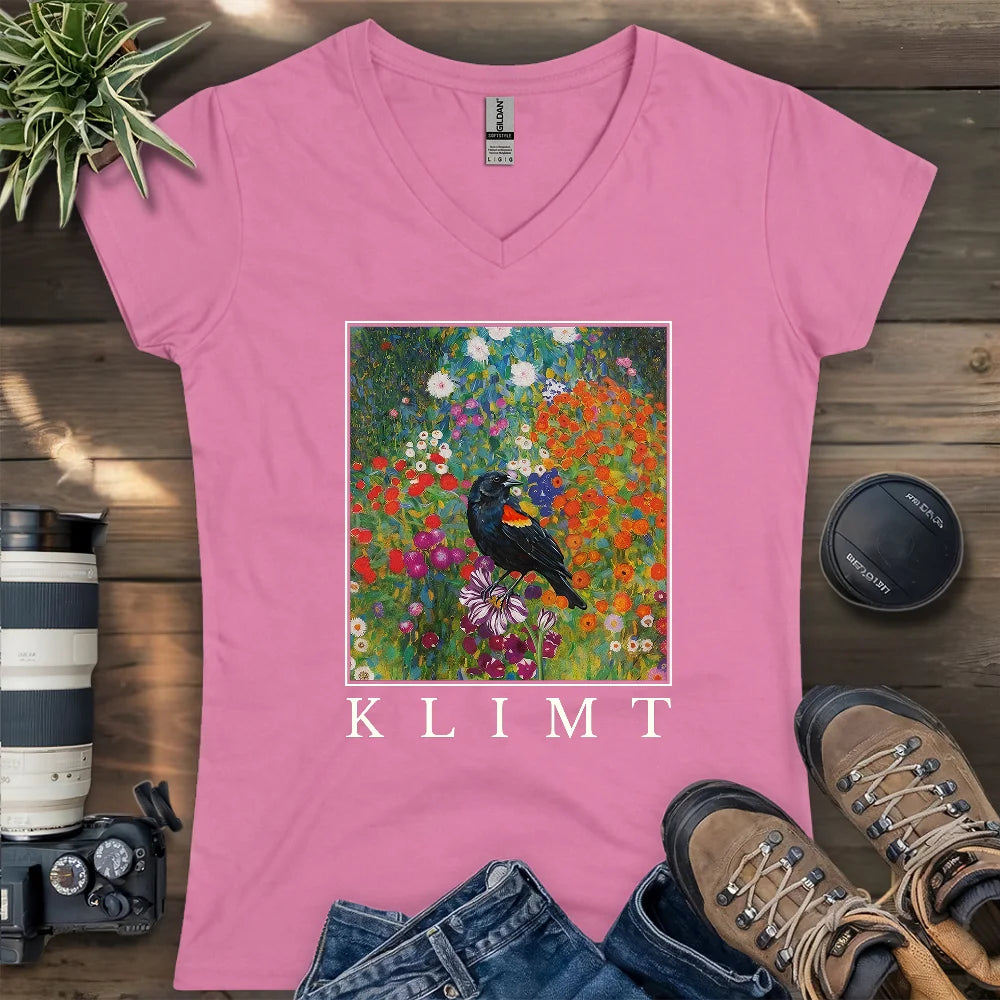 Klimt Blackbird Lady V-neck