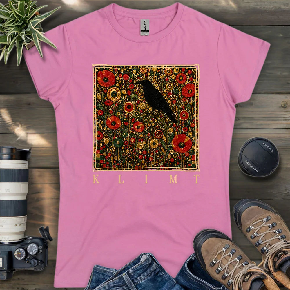 Klimt Raven In Flower Field Women's T-shirt