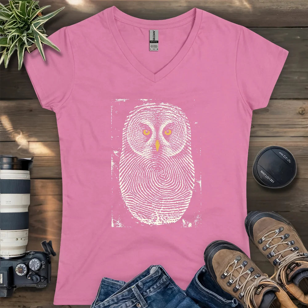 Owl Face Print Lady V-neck
