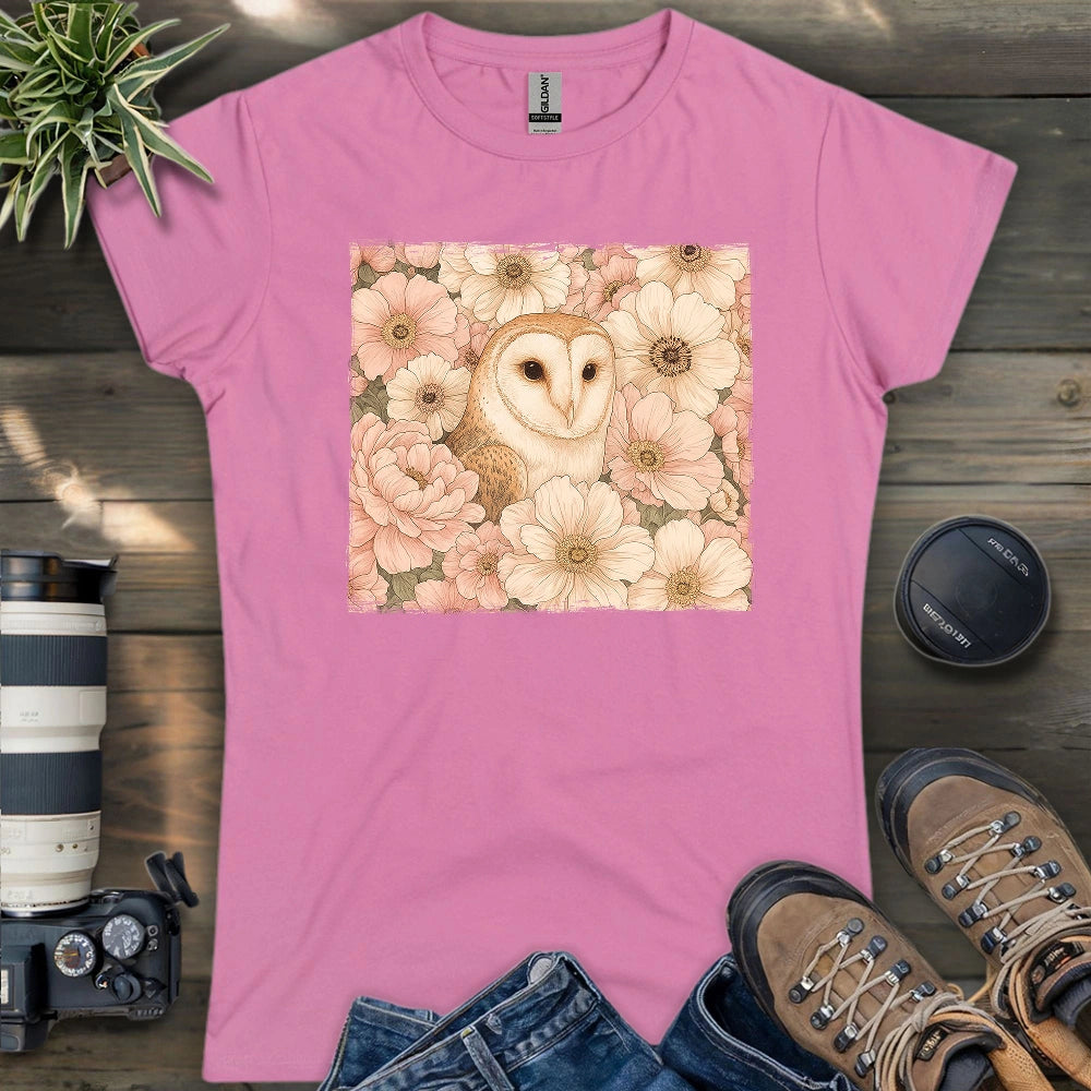 Owl In Flower Field Women's T-shirt