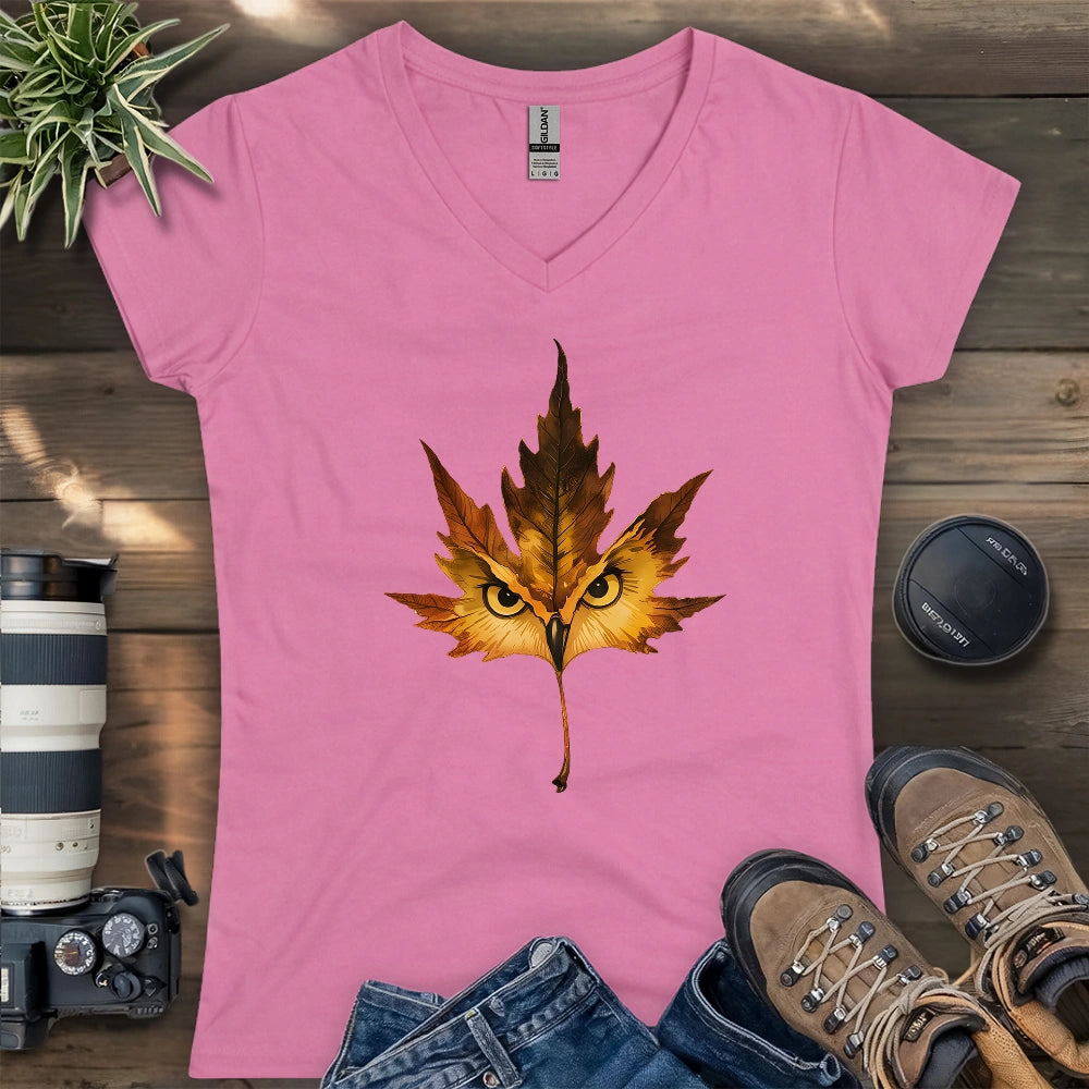 Owl Mapple Leaf Lady V-neck