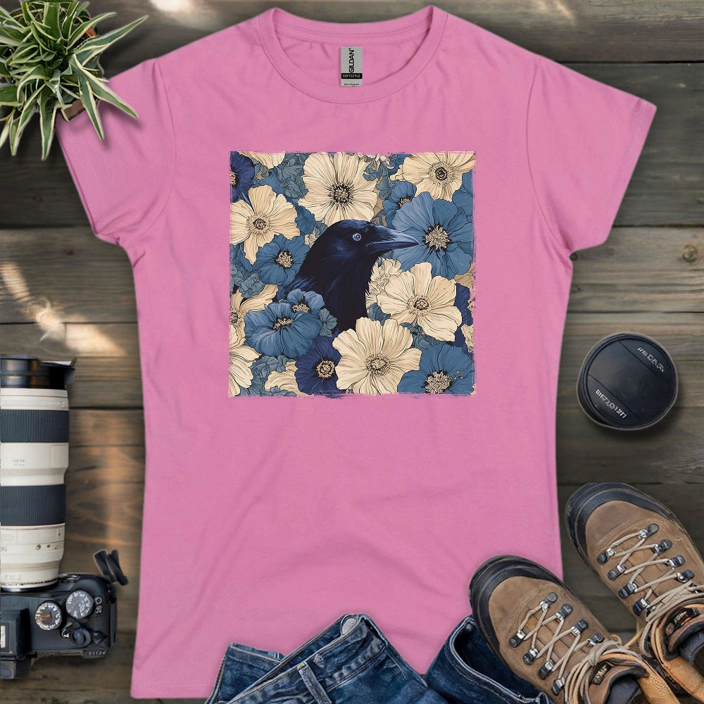 Raven In Flower Field Women's T-shirt