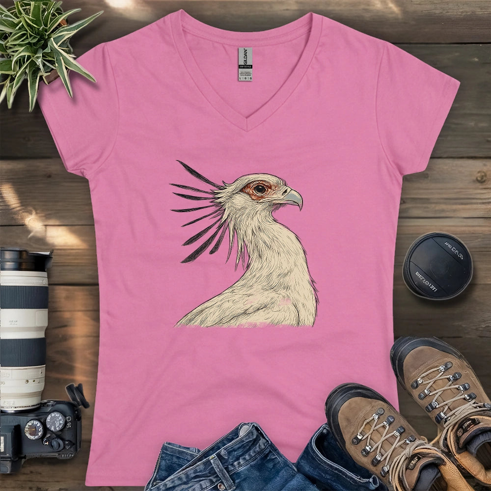 Secretary Bird Sketch Lady V-neck