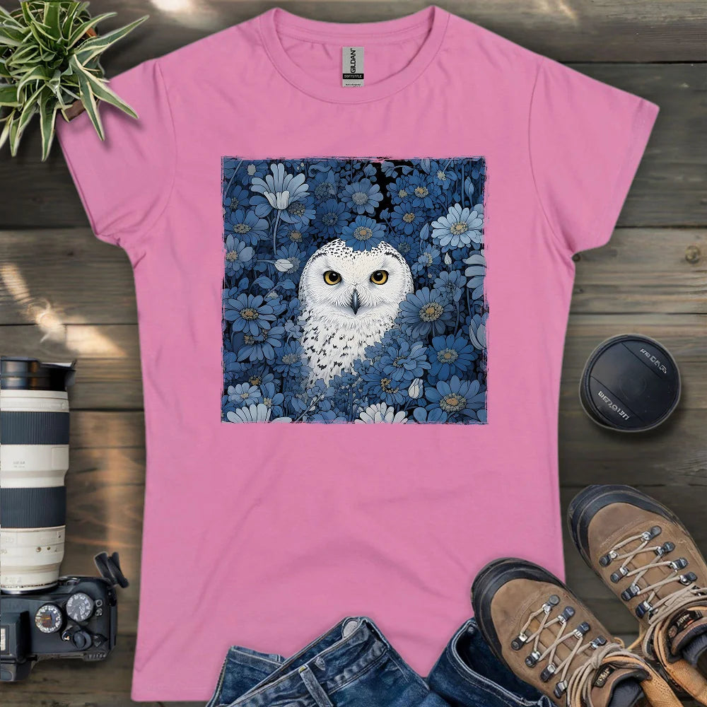 Snowy Owl In Flower Field Women's T-shirt