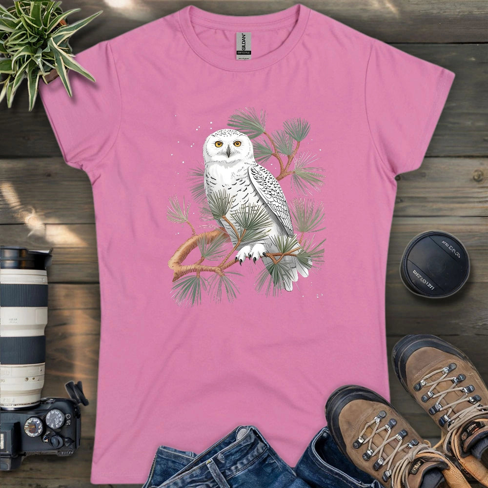 Snowy Owl On Coniferous Tree Women's T-shirt