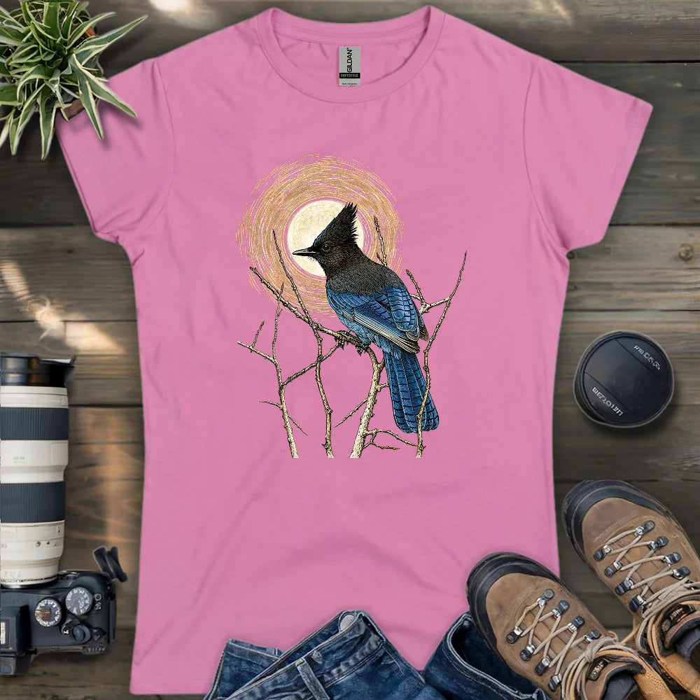 Steller's Jay Under Forest Moonlight Women's T-shirt