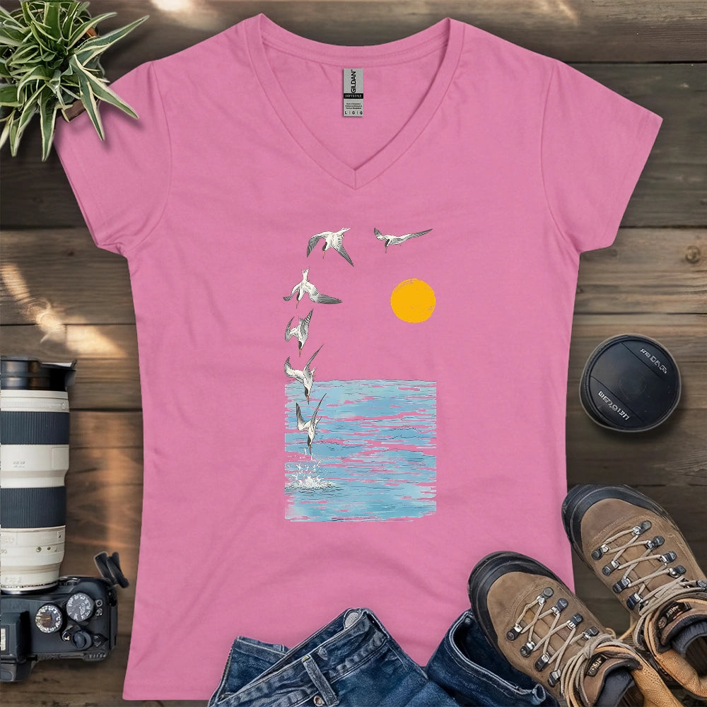 Tern Diving Lady V-neck