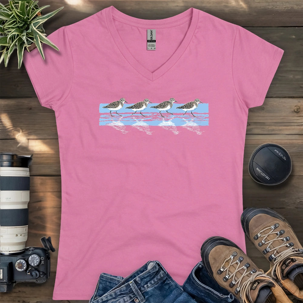 Tidewalking Sandpipers Lady V-neck
