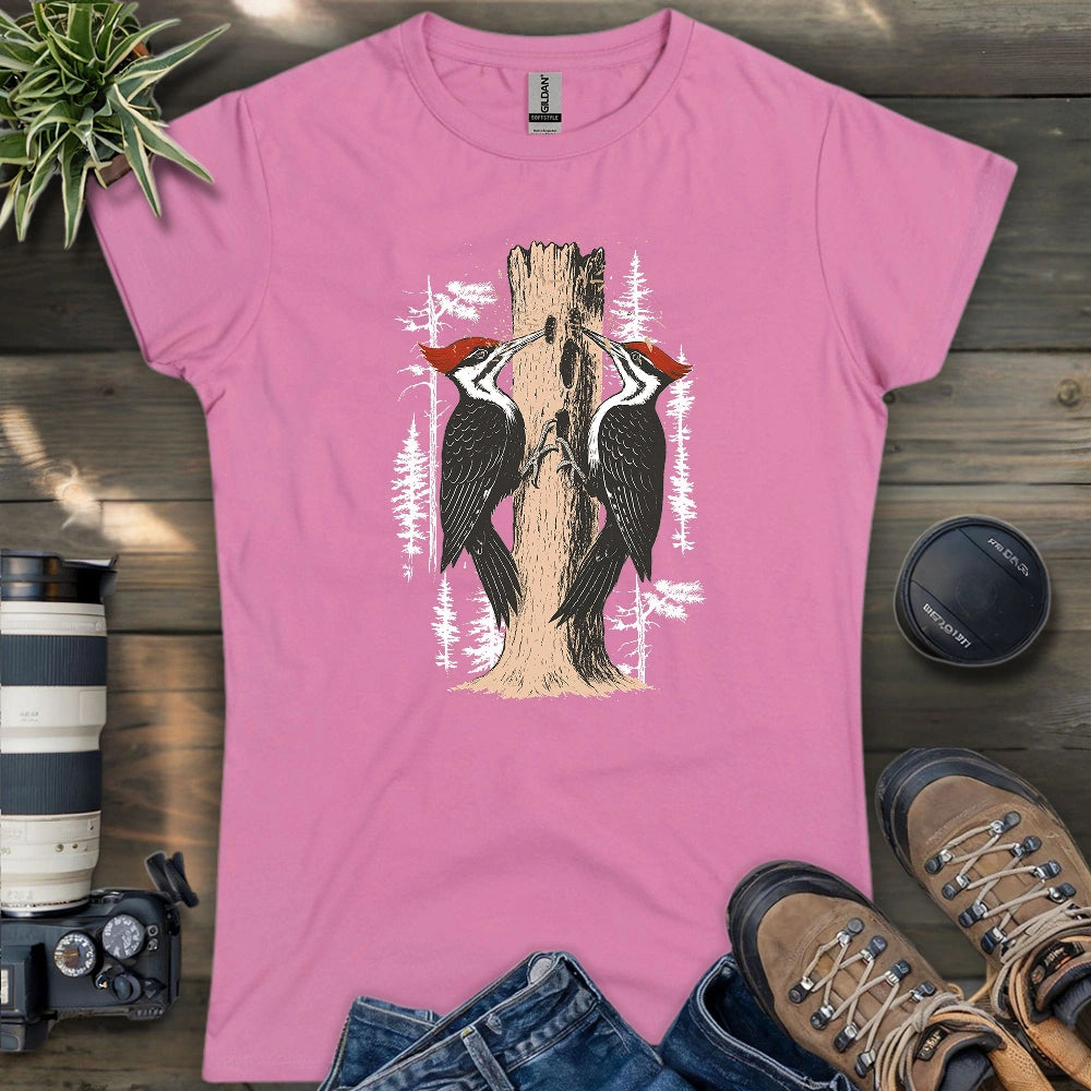 Twin Woodpeckers Drumming Women's T-shirt
