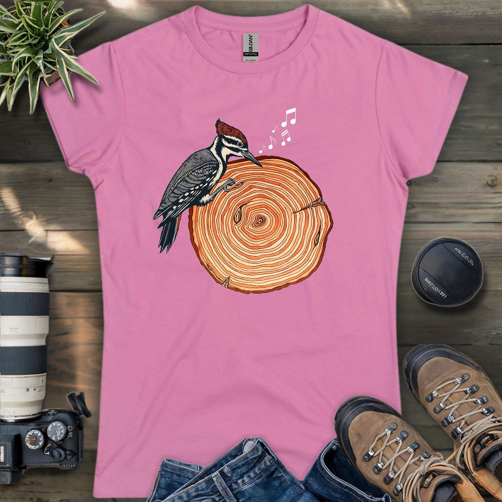 Woodpecker Playing Vinyl Women's T-shirt