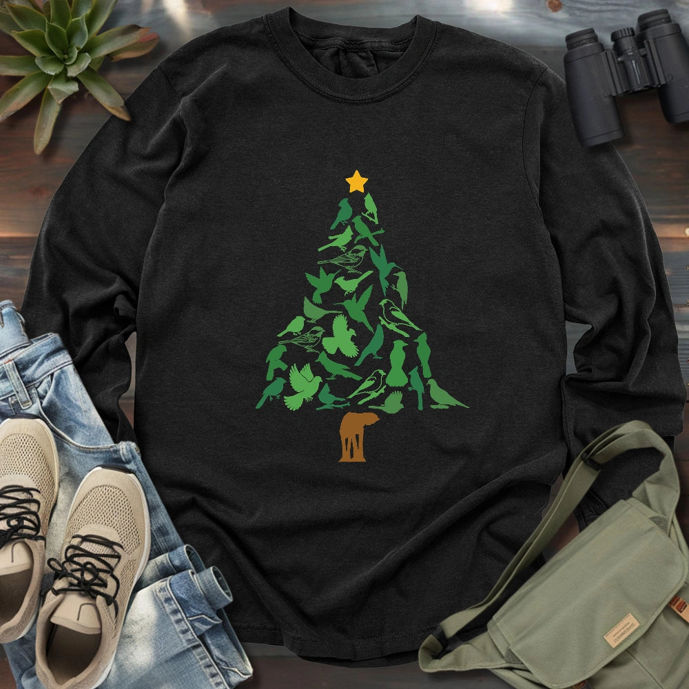 Backyard Birds Christmas Tree Long Sleeve T-shirt