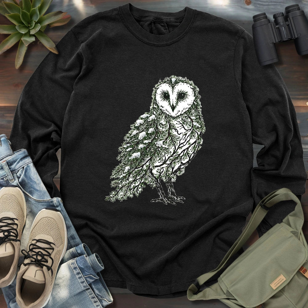 Barn Owl Made By Leaves Long Sleeve T-shirt