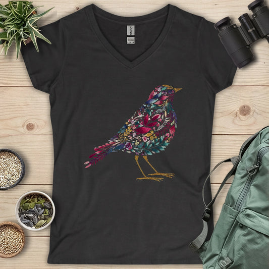 Bird Made By Leaves Lady V-neck