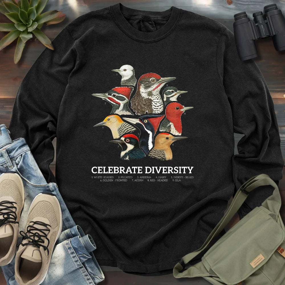 Celebrate Diversity Of Woodpeckers Long Sleeve T-shirt