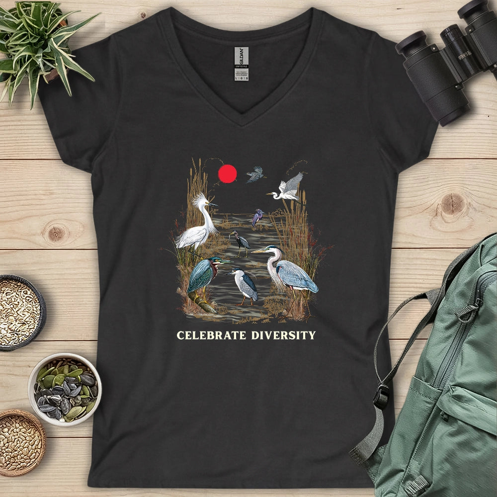 Celebrate Heron Diversity Lady V-neck