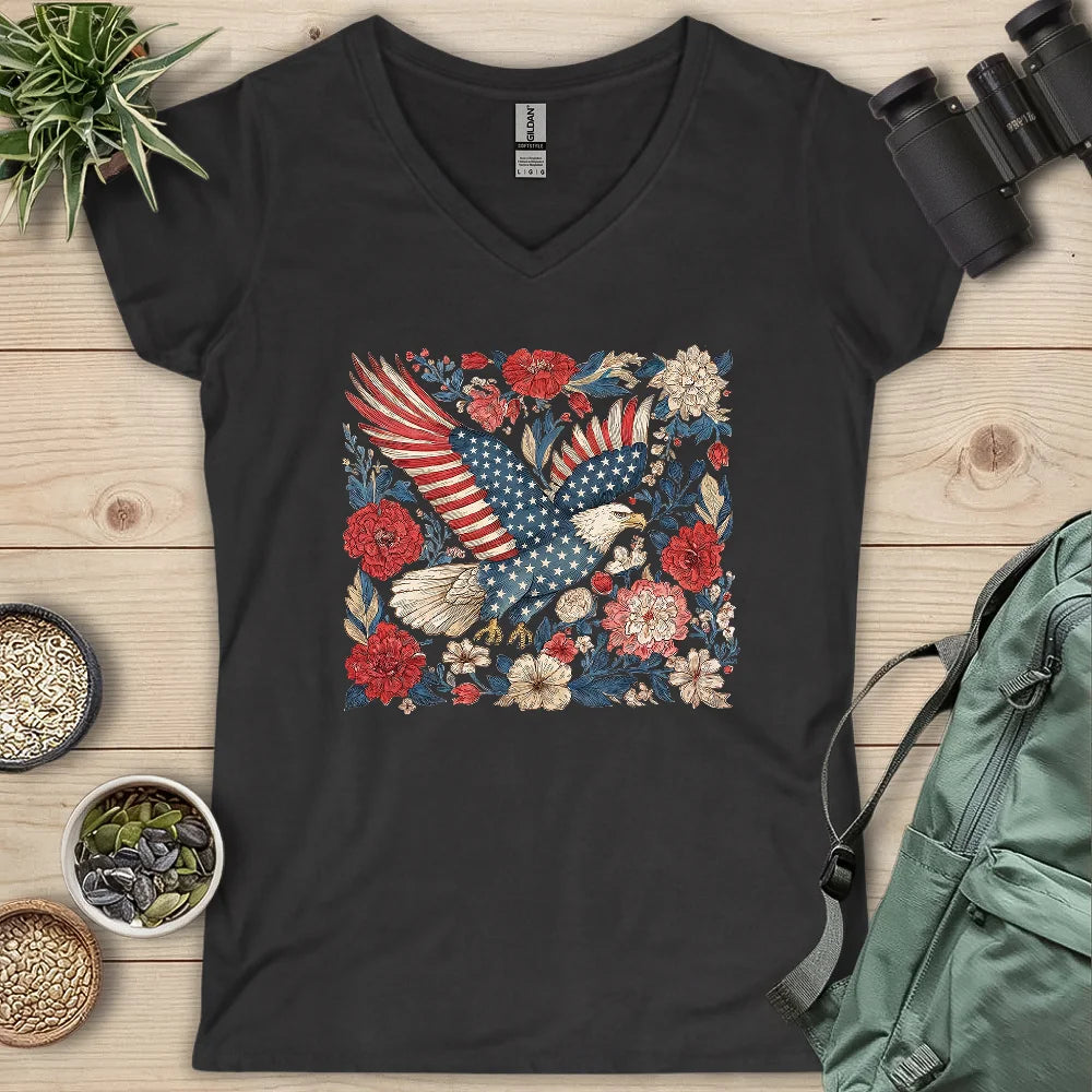 Eagle Of 4th Of July Lady V-neck