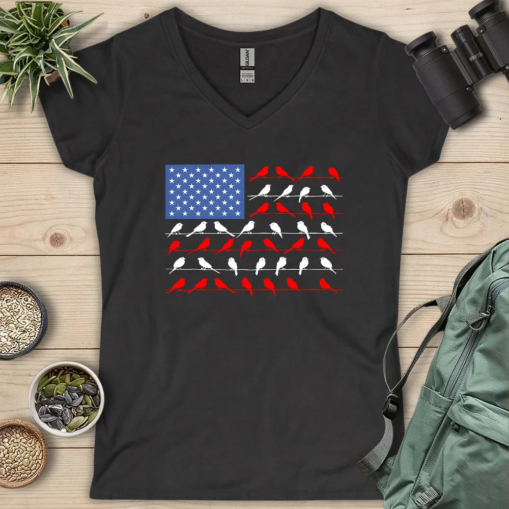 Feathered Flag Lady V-neck