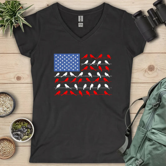 Feathered Flag Lady V-neck