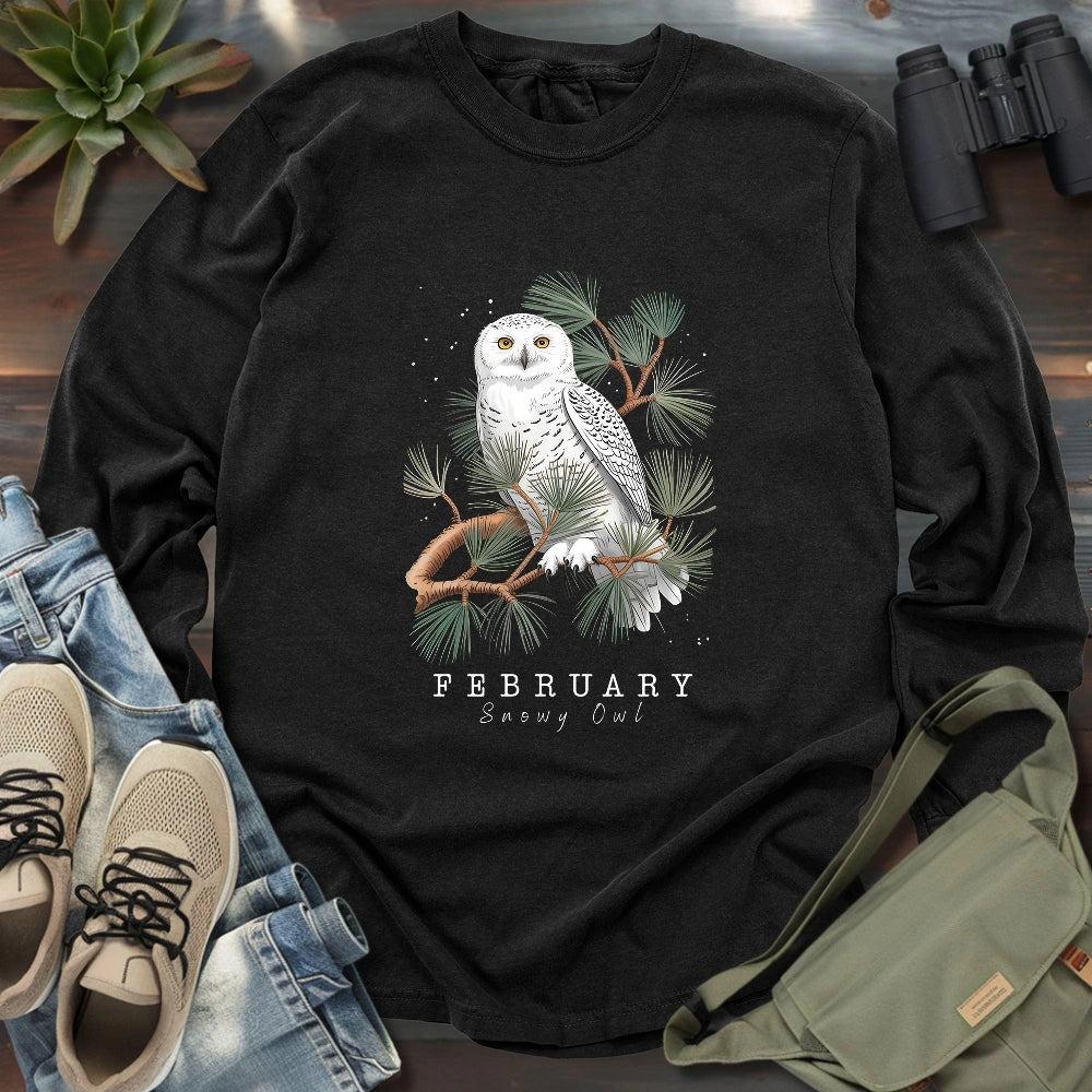 February Snowy Owl Long Sleeve T-shirt