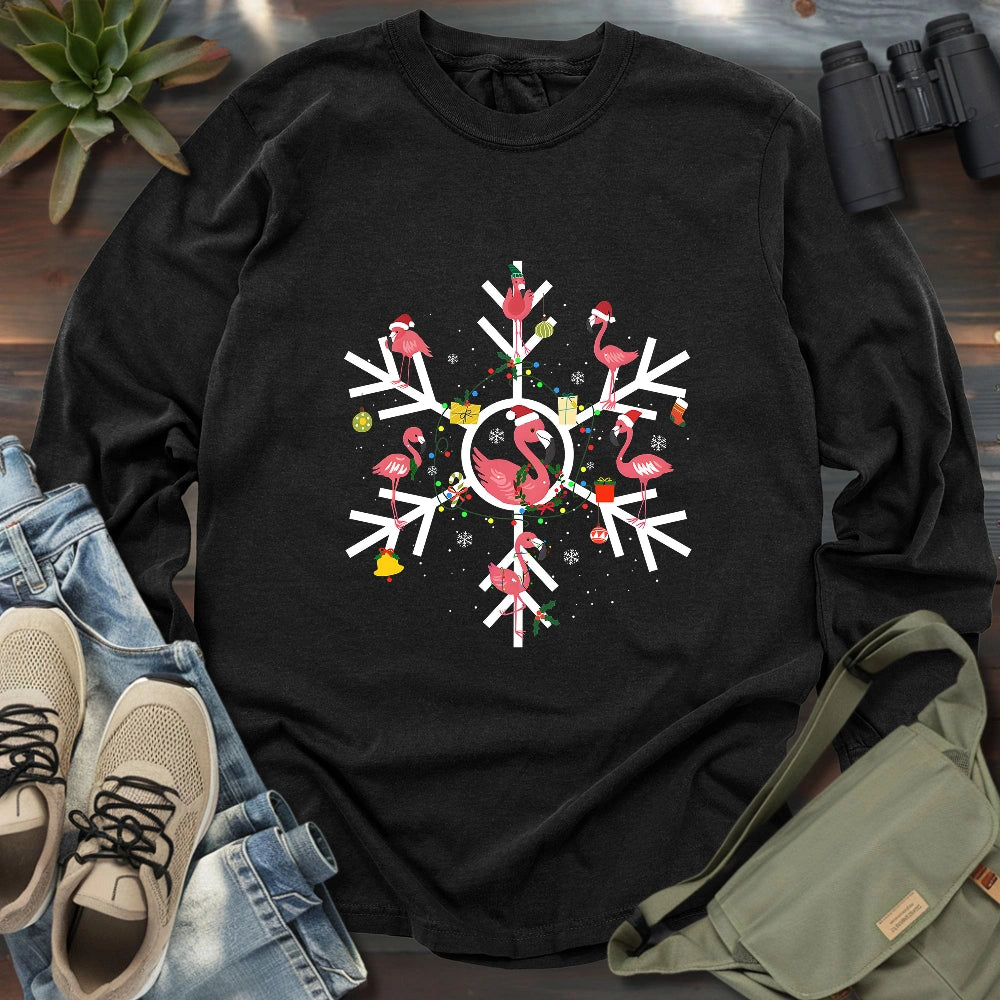 Flamingo Snowflake Long Sleeve T-shirt