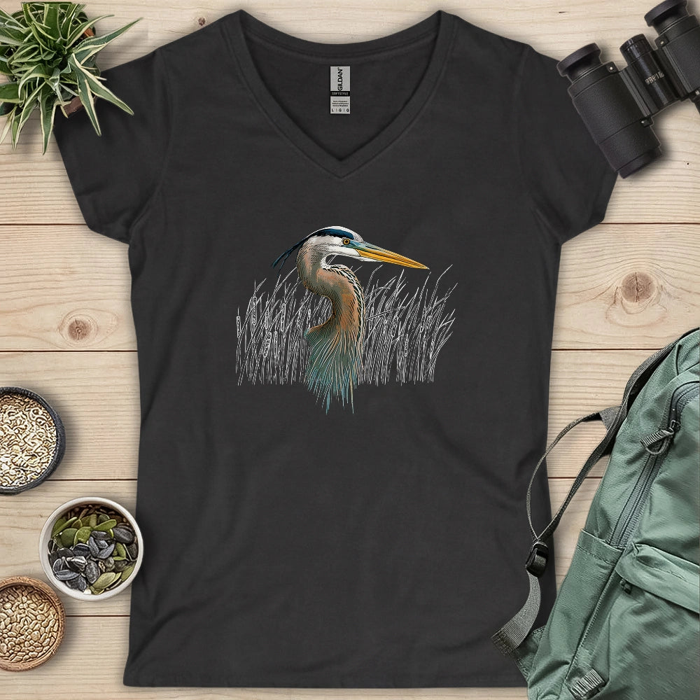 Great Blue Heron Lady V-neck