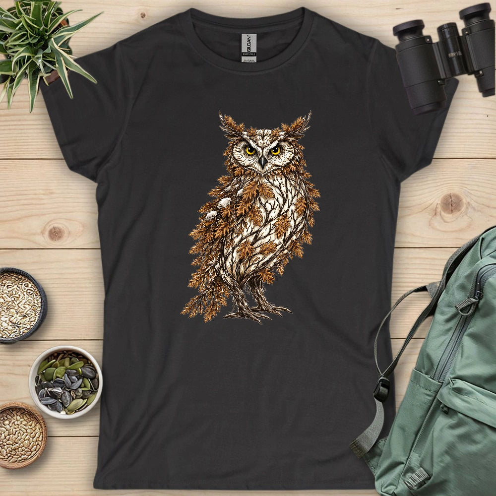 Great Horned Owl Made By Leaves Women's T-shirt