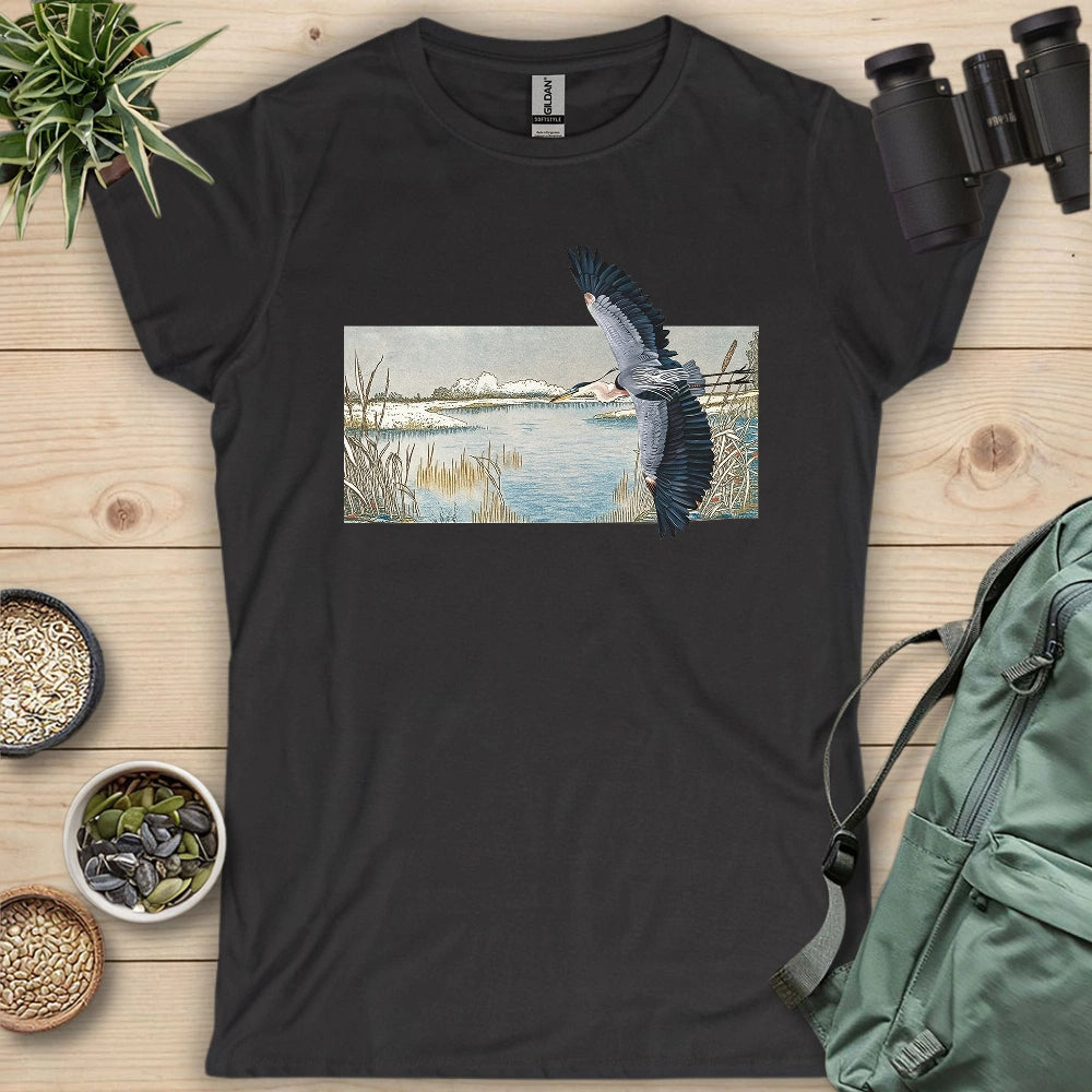 Heron Flying Over Marsh Women's T-shirt