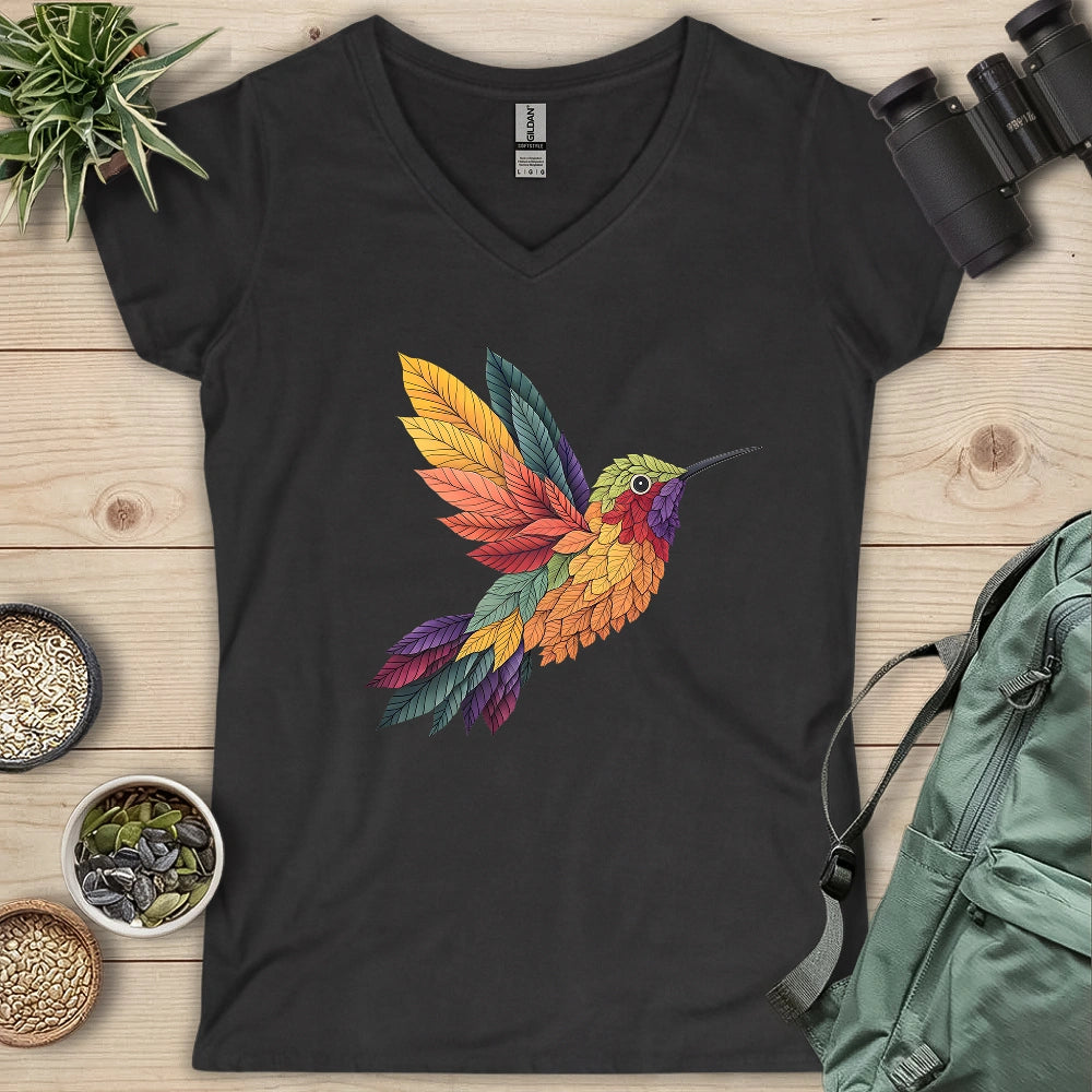 Hummingbird Made By Leaves Lady V-neck