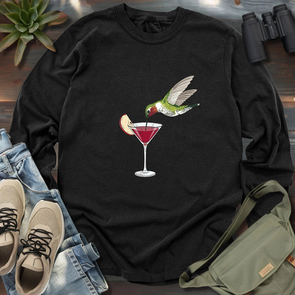 Hummingbird Sipping Cocktail Long Sleeve T-shirt