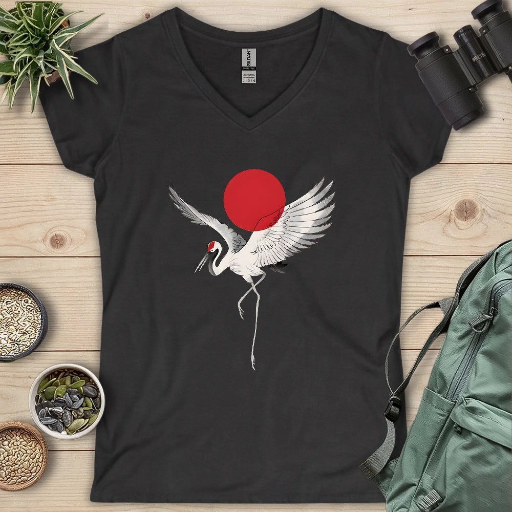Japan Sun Crane Lady V-neck