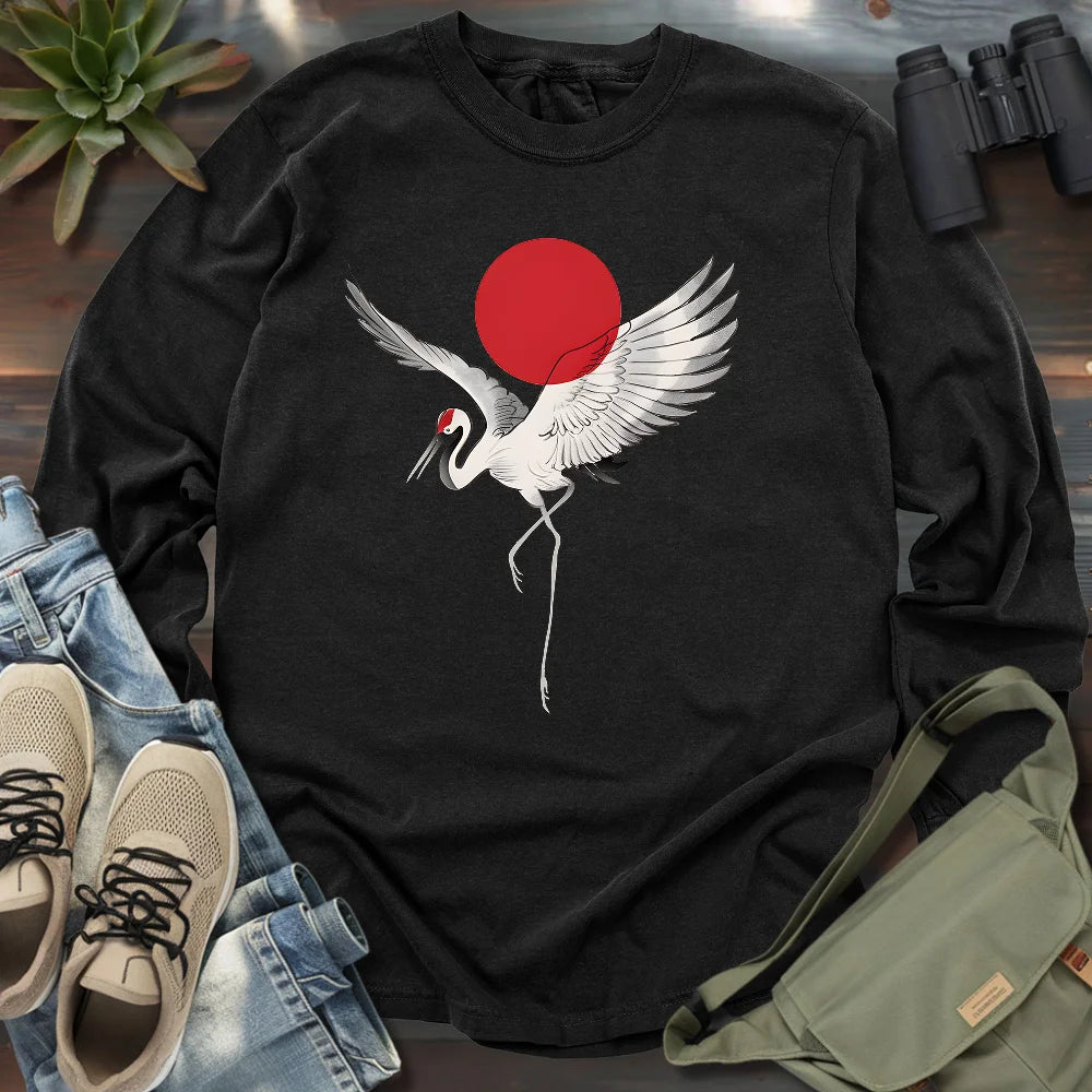Japan Sun Crane Long Sleeve T-shirt