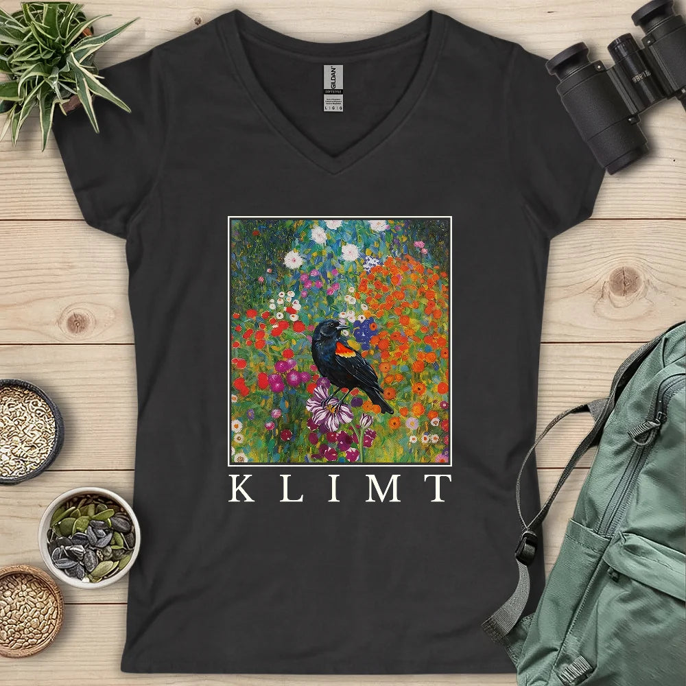 Klimt Blackbird Lady V-neck