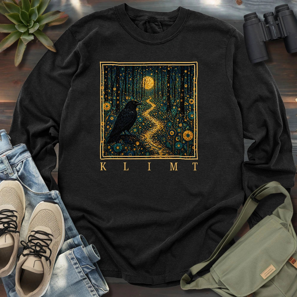 Klimt Crow On Golden Road Long Sleeve T-shirt
