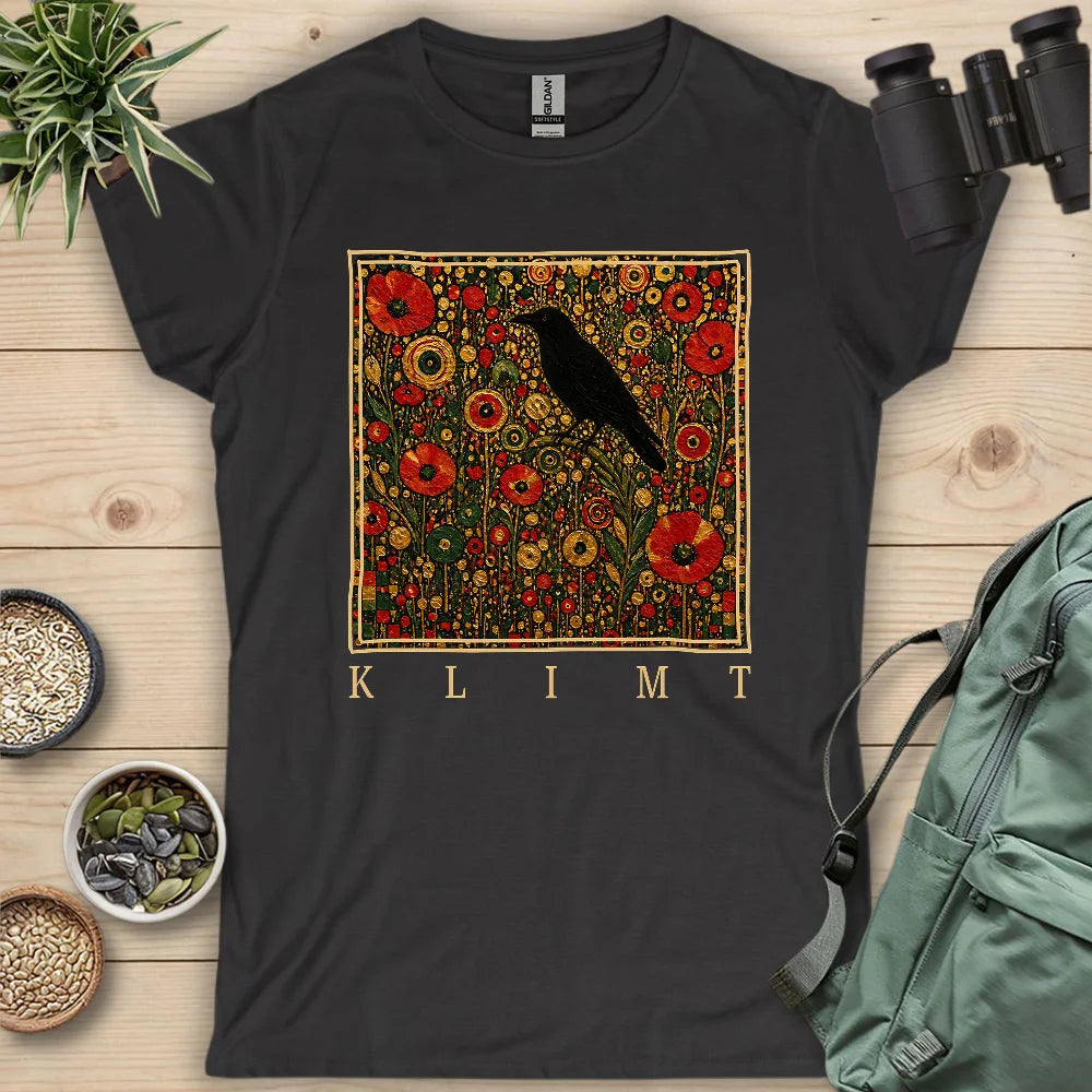 Klimt Raven In Flower Field Women's T-shirt