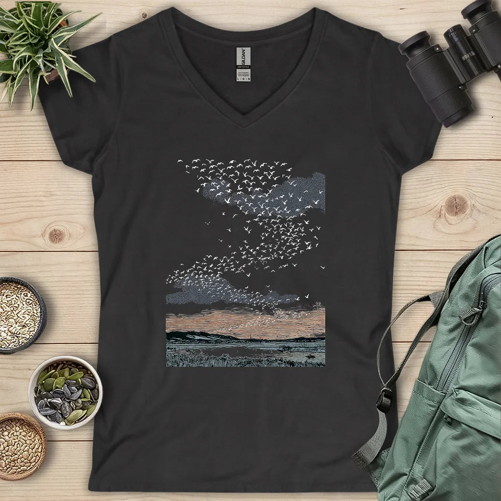 Migrating Wild Ducks Lady V-neck