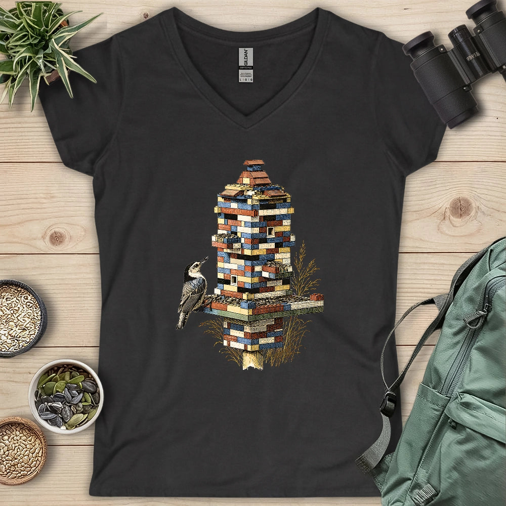 Nuthatch Playing Lego Lady V-neck