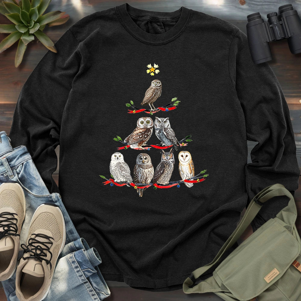 Owl Christmas Tree Long Sleeve T-shirt