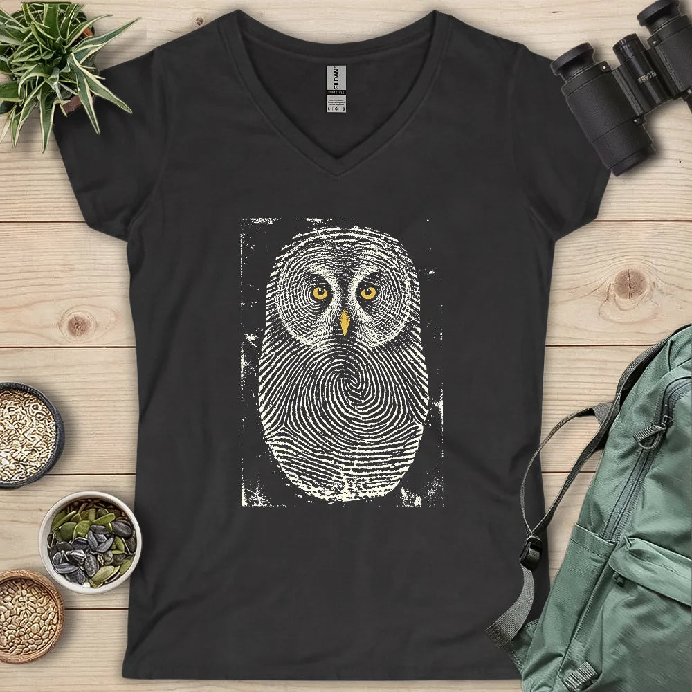 Owl Face Print Lady V-neck
