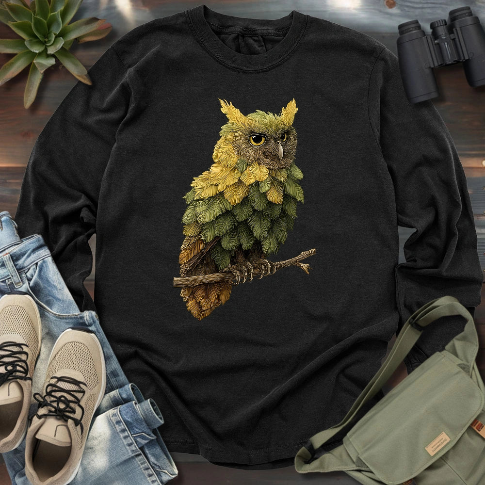 Owl Made By Leaves Long Sleeve T-shirt