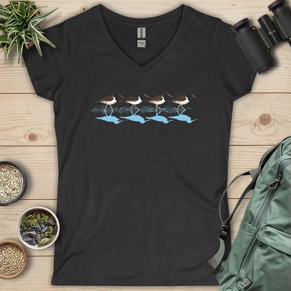 Oystercatchers Walking Lady V-neck