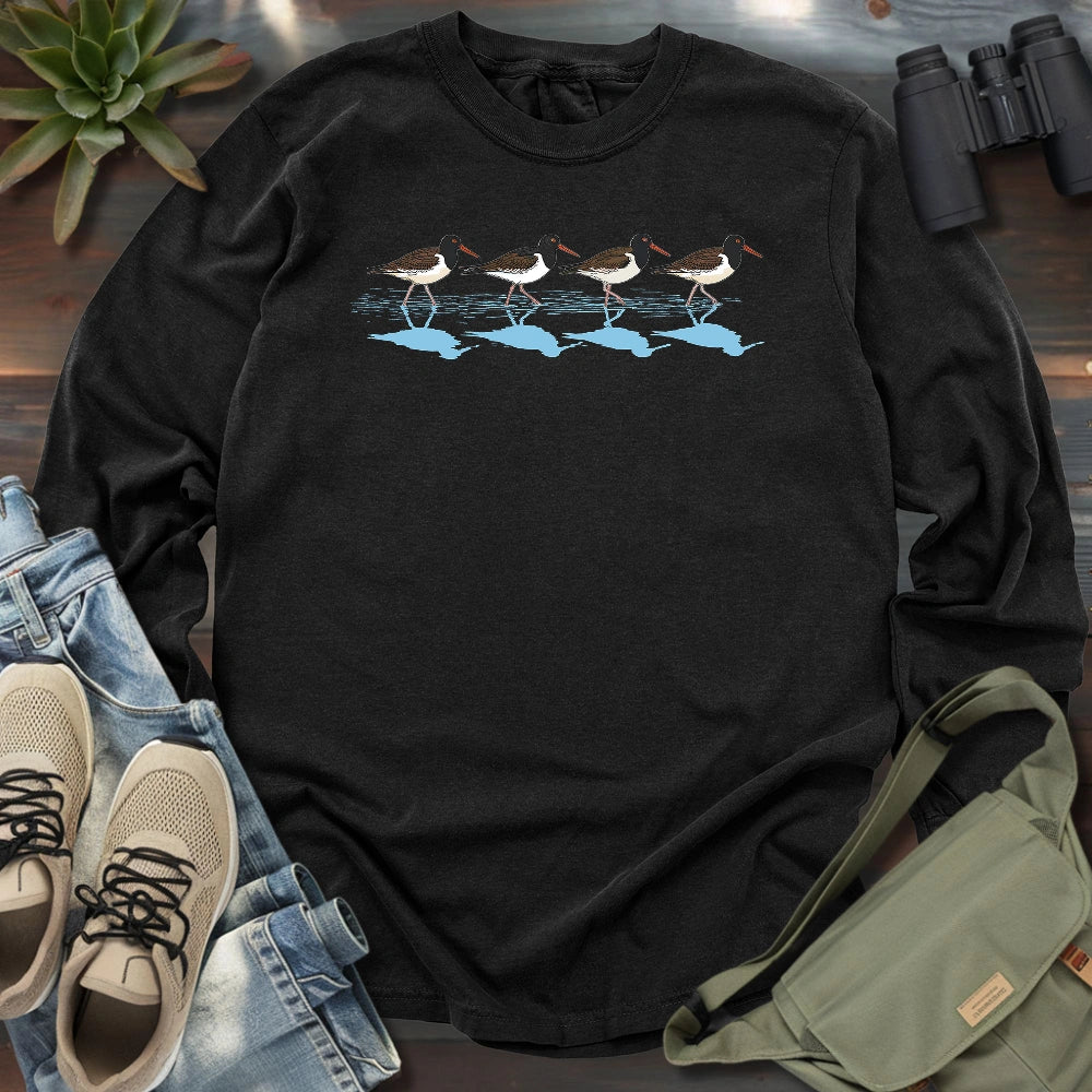 Oystercatchers Walking  Long Sleeve T-shirt