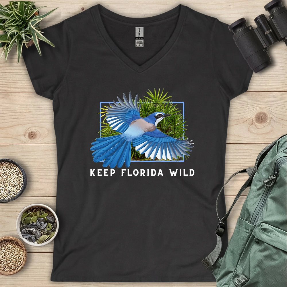 Protect Florida Scrub Jay Lady V-neck