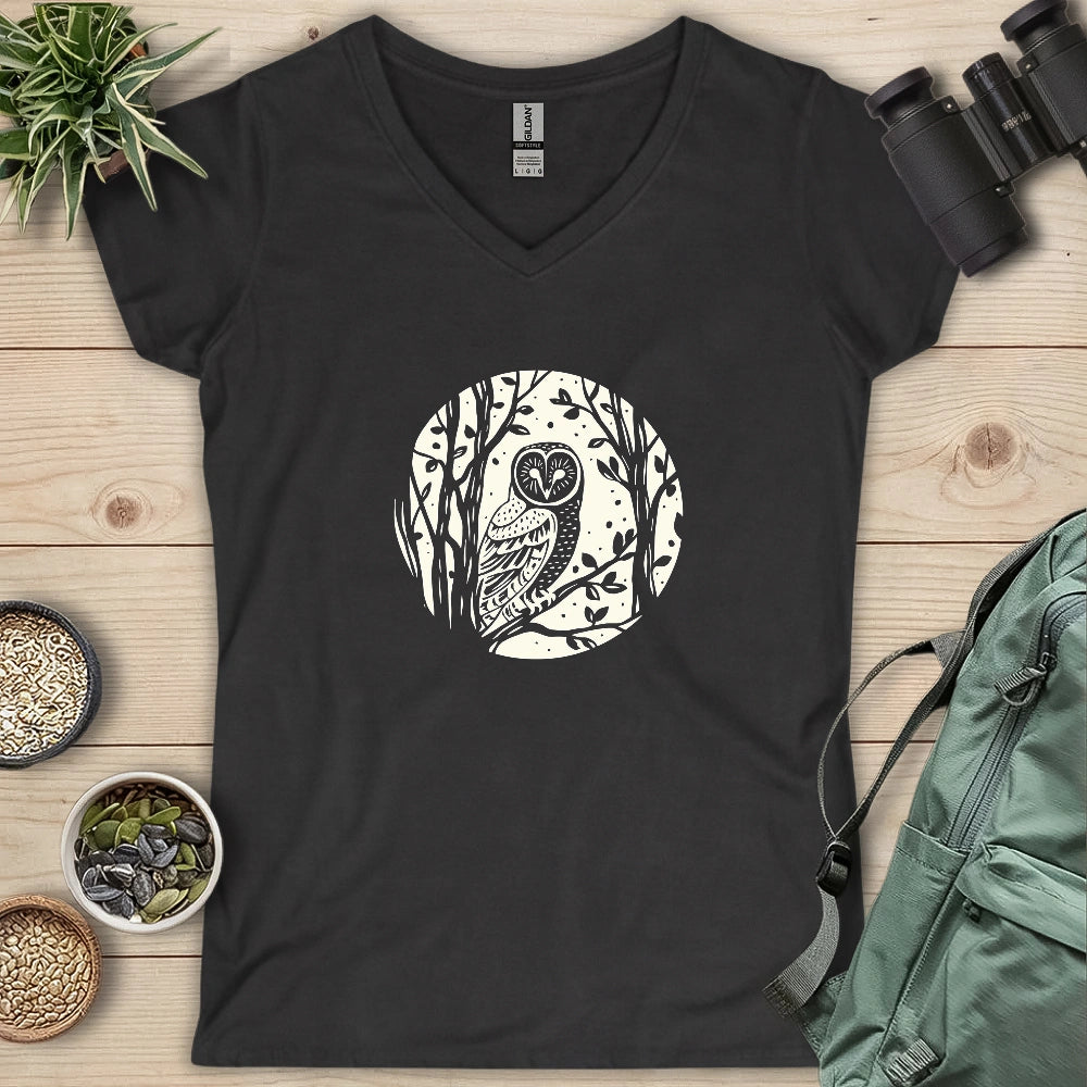 Simple Winter Barn Owl Lady V-neck