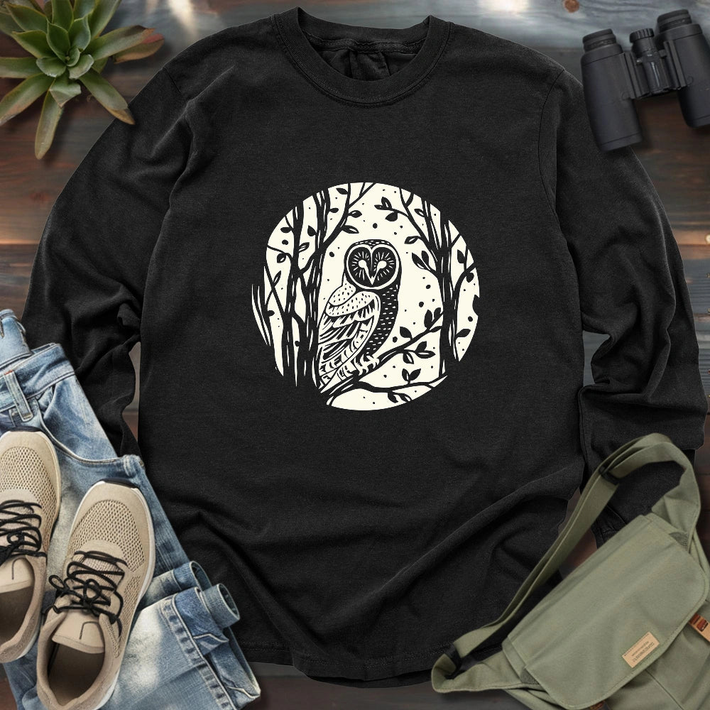 Simple Winter Barn Owl Long Sleeve T-shirt