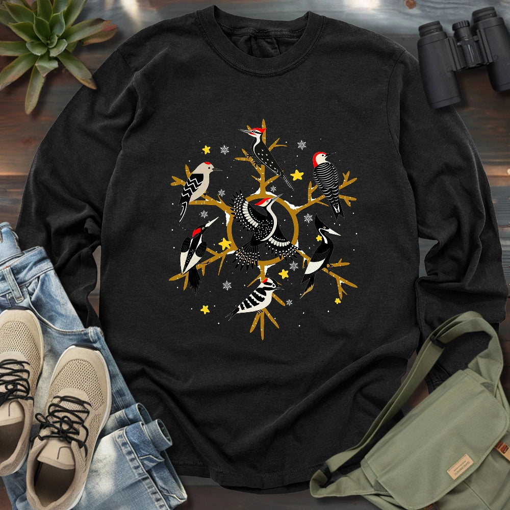 Snowflake of Woodpeckers Long Sleeve T-shirt