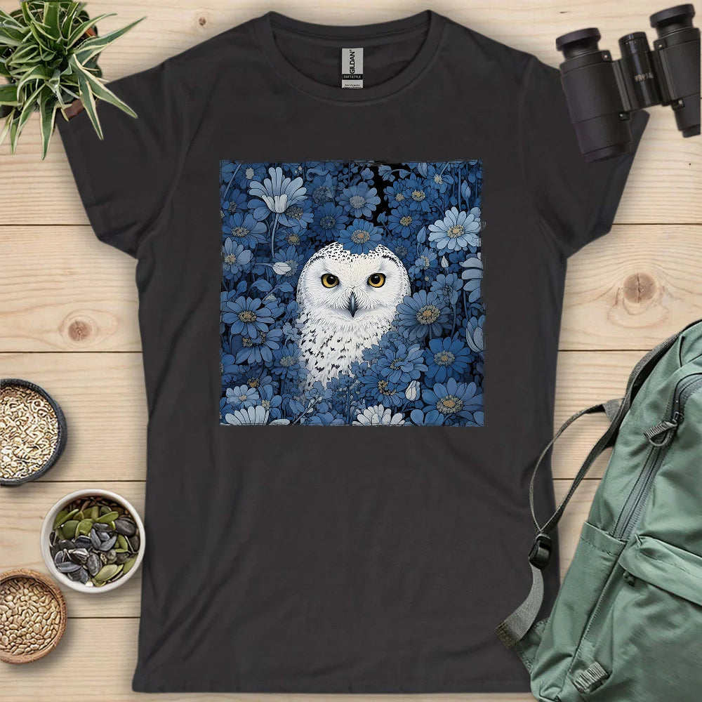 Snowy Owl In Flower Field Women's T-shirt