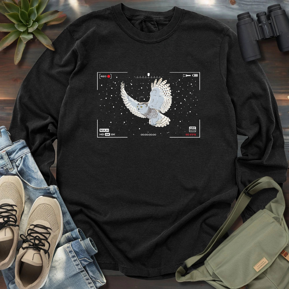 Snowy Owl In Snow Long Sleeve T-shirt