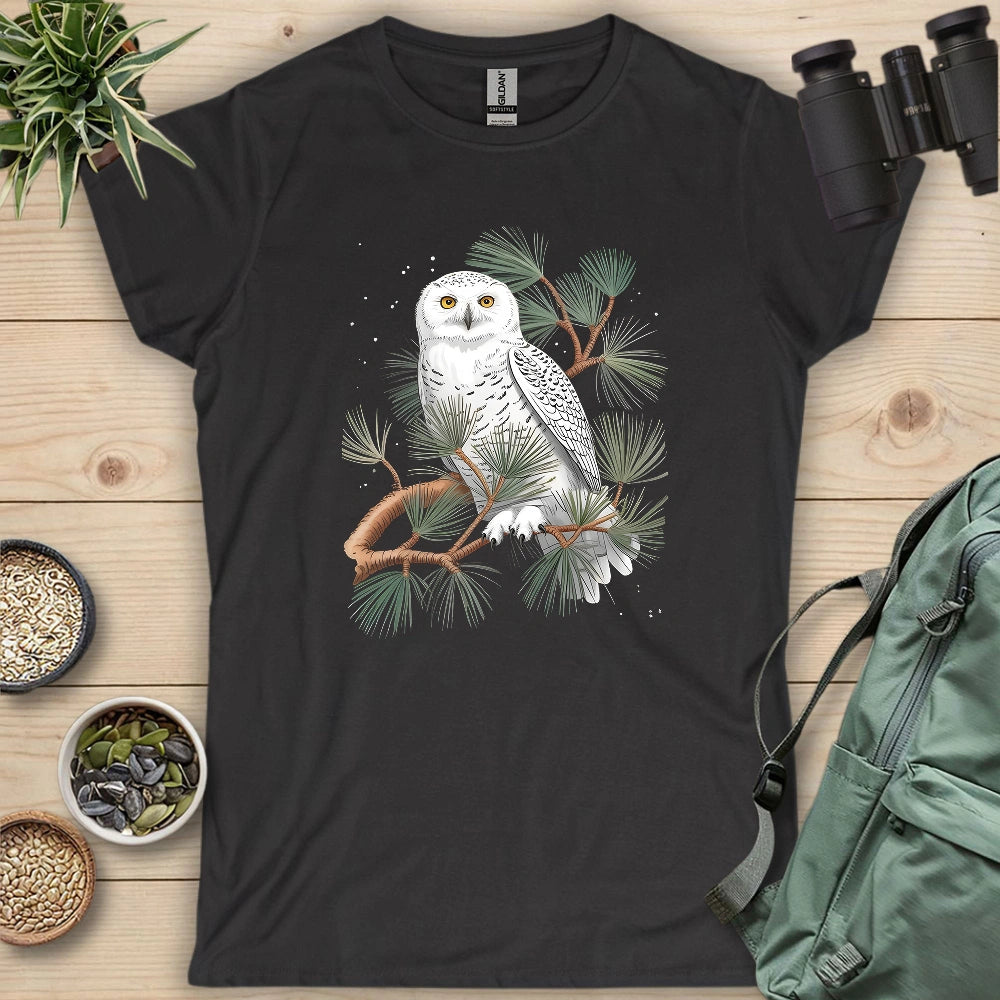 Snowy Owl On Coniferous Tree Women's T-shirt