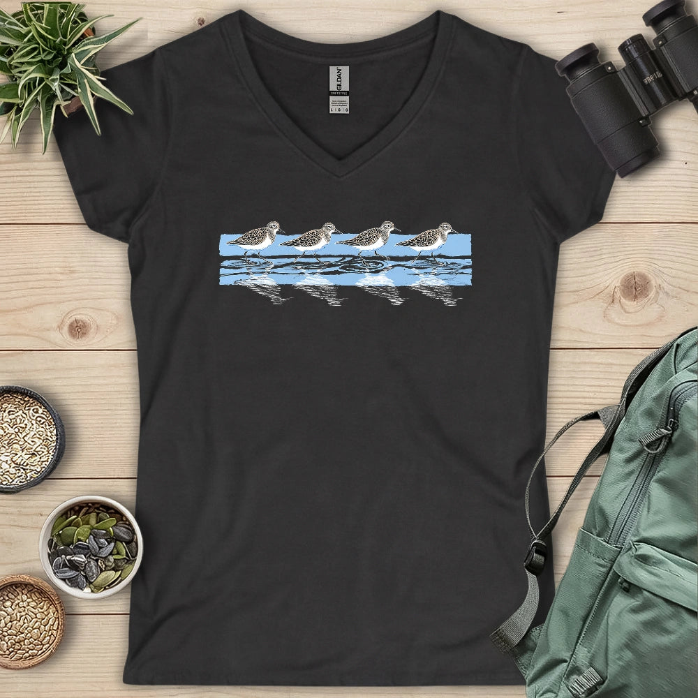 Tidewalking Sandpipers Lady V-neck