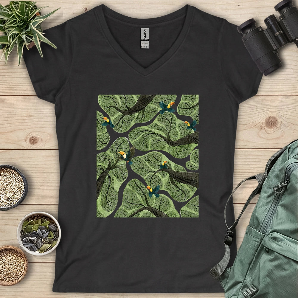 Toucan In Jungle Lady V-neck